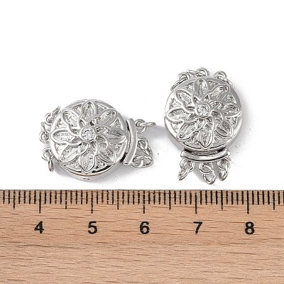 Rack Plating Brass Micro Pave Clear Cubic Zirconia Box Clasps KK-G494-07P-1