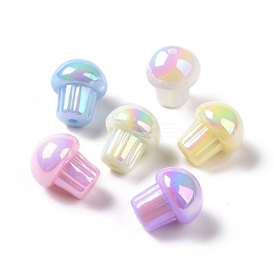 UV Plating Rainbow Iridescent Opaque Acrylic Beads OACR-C010-07-1