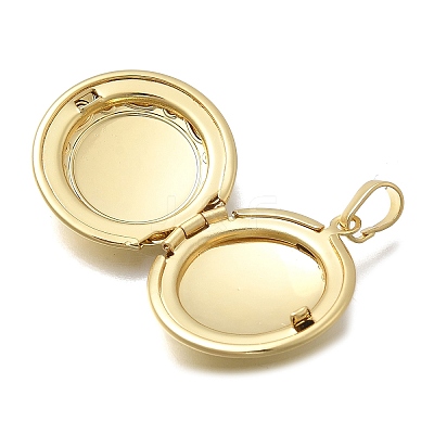 Brass Flat Round Locket Pendants KK-D431-028C-G-1