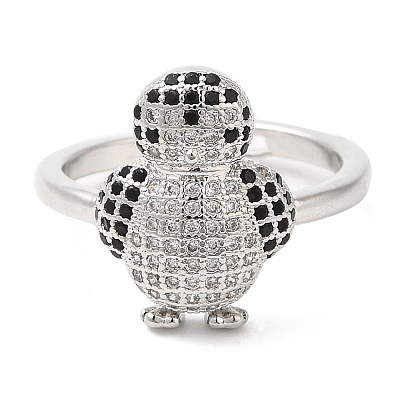 Penguin Cubic Zirconia Adjustable Rings RJEW-K247-01P-1