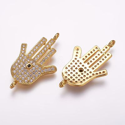 Brass Micro Pave Cubic Zirconia Links ZIRC-F053-34G-1
