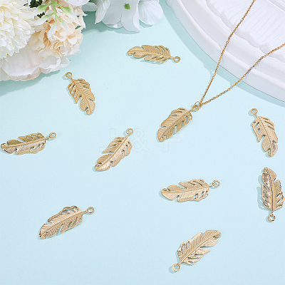 10Pcs 304 Stainless Steel Feather Pendants STAS-BBC0009-98-1