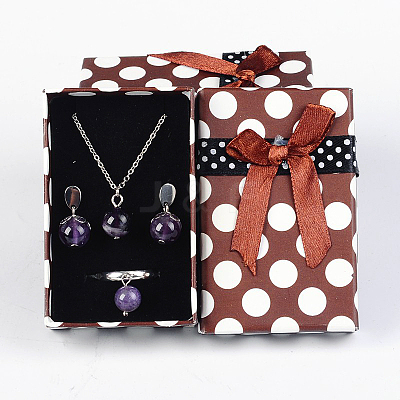 Valentines Day Presents Packages Rectangle Polka Dot Printed Cardboard Jewelry Boxes CBOX-E002-M-1