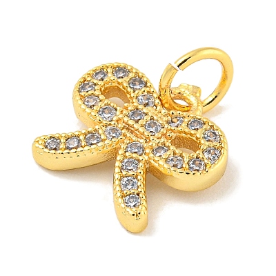 Rack Plating Brass Micro Pave Clear Cubic Zirconia Pendants KK-B093-01A-G-1