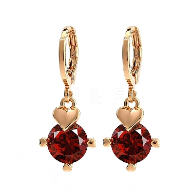 Heart Brass Micro Pave Cubic Zirconia Hoop Earrings EJEW-D318-02KCG-1