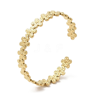 Ion Plating(IP) 304 Stainless Steel Flower Wrap Cuff Bangles for Women BJEW-L682-013G-1