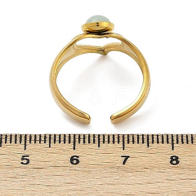 316 Stainless Steel with Natural Mixed Gemstone Cuff Rings RJEW-Z098-01G-13-1