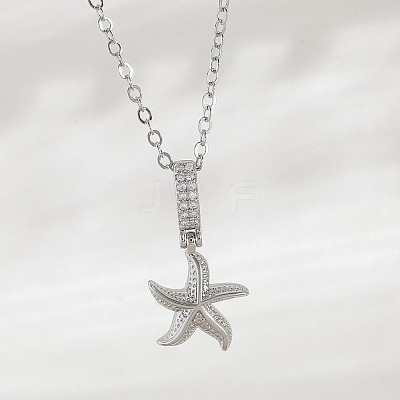 Ocean Summer Brass Pave Clear Cubic Zirconia Pendant Necklaces FS-WG82AA1-22-1