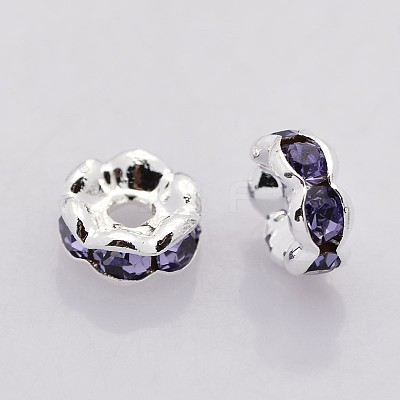 Brass Rhinestone Spacer Beads RB-A014-L6mm-18S-1