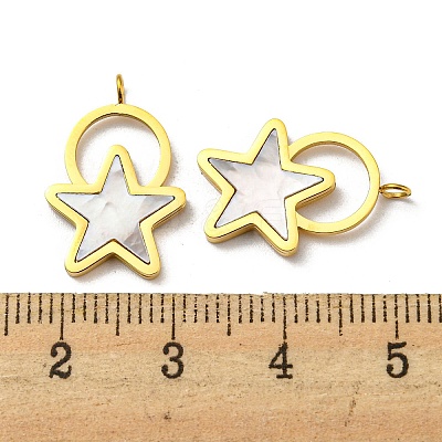 304 Stainless Steel Shell Pendants STAS-L022-013G-1