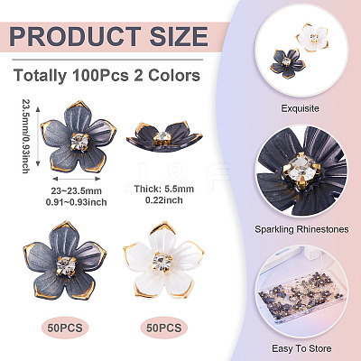 100Pcs 2 Colors Transparent Resin Sakura Flower Bead Caps RESI-TA0005-57-1