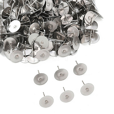 Tarnish Resistant 316 Surgical Stainless Steel Flat Round Blank Peg Stud Earring Settings STAS-R073-06B-1
