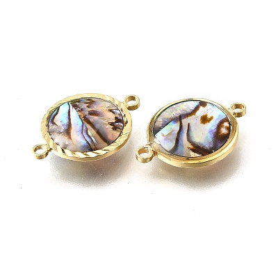 Brass Pave Natural Paua Shell Connector Charms LS-KK-E794-01G-04-1