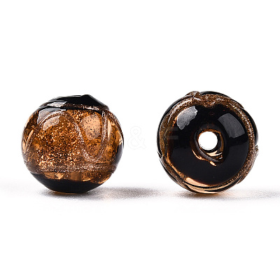 Handmade Gold Sand Lampwork Beads LAMP-T019-14mm-02-1