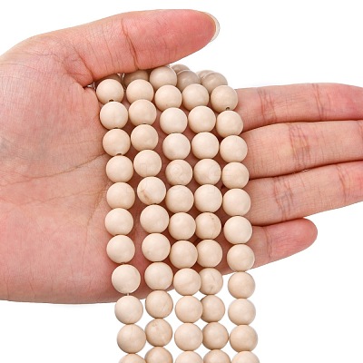 Natural Fossil Beads Strands G-E110-8mm-2-1