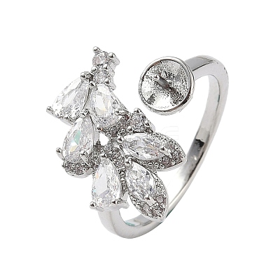 Brass Pave Clear Cubic Zirconia Earring Findings KK-D369-10P-1