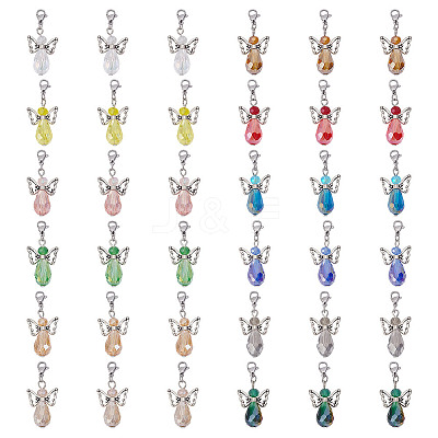 Angel Glass & Alloy Pendant Decorations HJEW-HY00005-1
