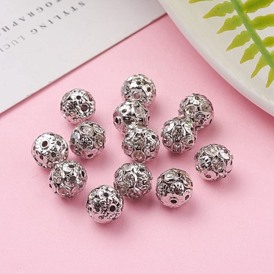 Brass Rhinestone Beads RB-A011-8mm-01P-1