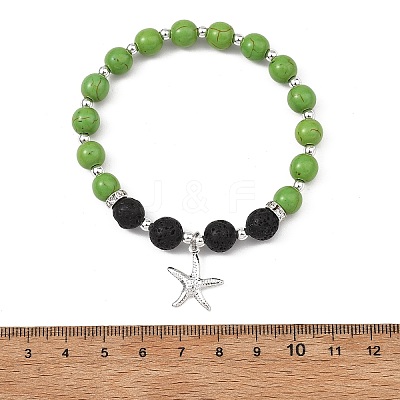 Starfish 304 Stainless Steel Charm Bracelets BJEW-JB14086-1