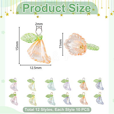 120Pcs Transparent Acrylic Pendants PALLOY-GA00026-1