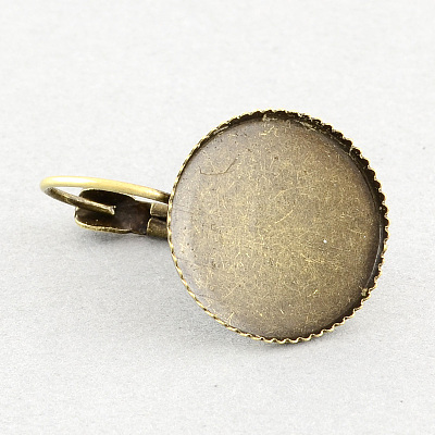Brass Leverback Earring Findings MAK-S004-14mm-EY001AB-1