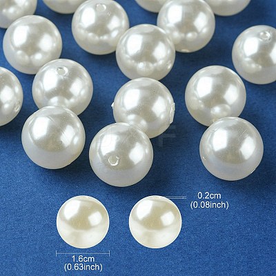 ABS Plastic Imitation Pearl Round Beads MACR-YW0002-16mm-82-1