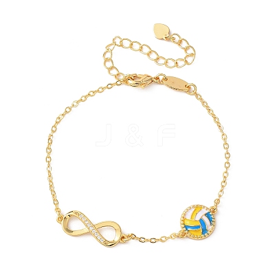 Sports Brass Micro Pave Cubic Zirconia Infinity Link Bracelets LS-BJEW-D386-01B-G-1