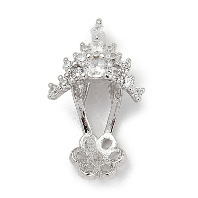 925 Sterling Silver Pave Clear Cubic Zirconia Flower Pendant Bails STER-P068-02P-1