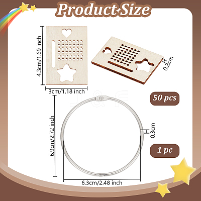 50Pcs Wood Cross Stitch Thread Bobbins WOOD-OC0003-90-1