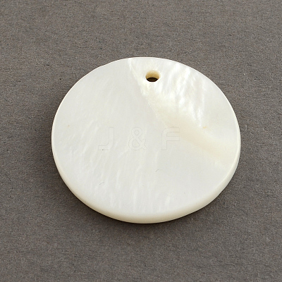 Flat Round Sea Shell Charms SSHEL-R025-15mm-1