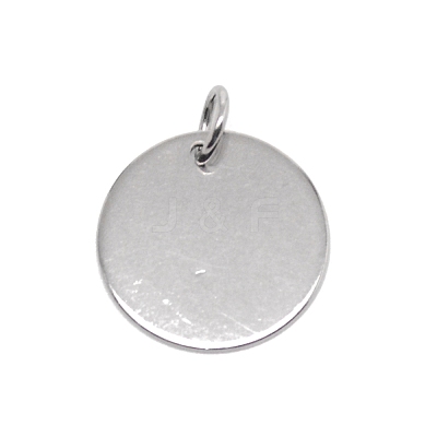 201 Stainless Steel Flat Round Tag Pendants STAS-WH0025-21B-1