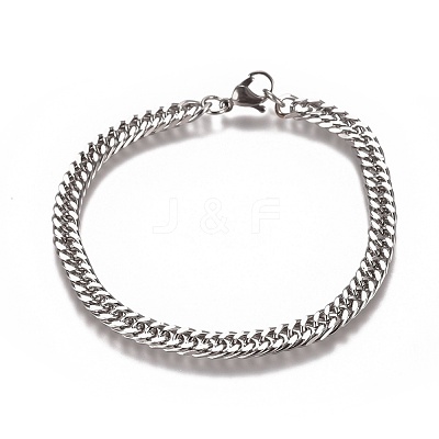 Tarnish Resistant Men's Cuban Link Chain Bracelets BJEW-E369-15A-1