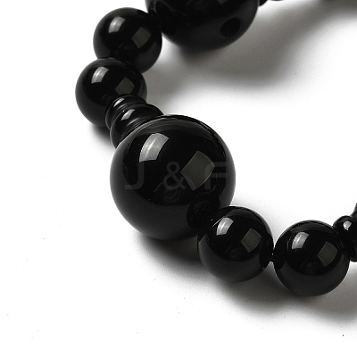 Dyed & Heated Natural Black Agate 3-Hole Guru Bead Strands G-K149-53-1