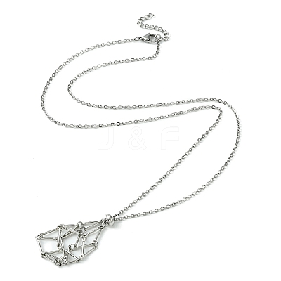 Tarnish Resistant 304 Stainless Steel Macrame Pouch Braided Gemstone Holder NJEW-JN04468-07-1