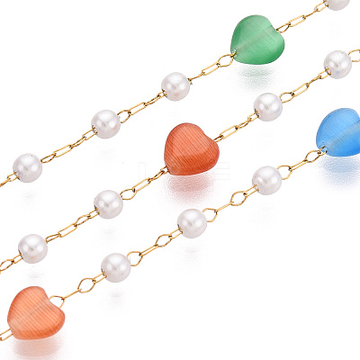 Handmade Glass Heart Link Chains CHS-T006-36G-1