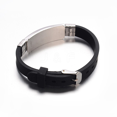 Jewelry Black Color Rubber Cord Bracelets BJEW-G468-28-1