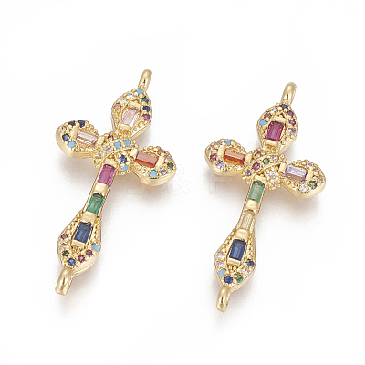 Brass Micro Pave Cubic Zirconia Links ZIRC-O034-16G-1