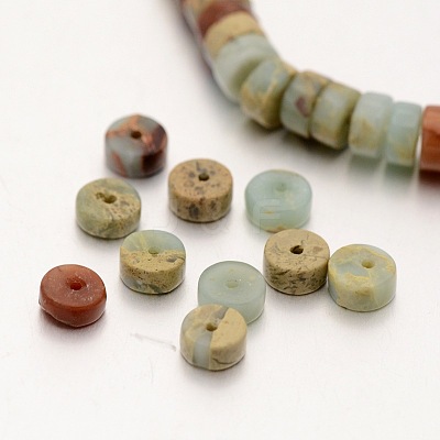 Flat Round/Disc Synthetic Aqua Terra Jasper Beads Strands G-N0160-02-3x6-1