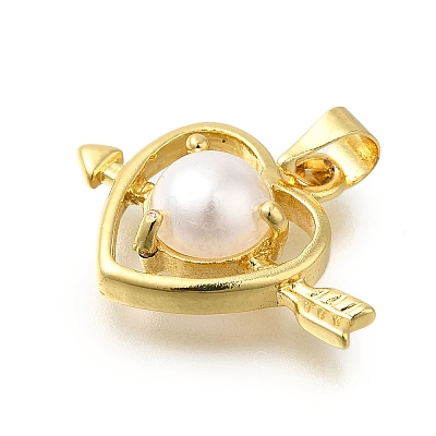 Heart with Arrow Rack Plating Brass Pendants KK-M079-23G-1