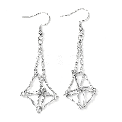 Non-Tarnish 304 Stainless Steel Macrame Pouch Empty Stone Holder Dangle Earring Findings EJEW-JE05811-02-1