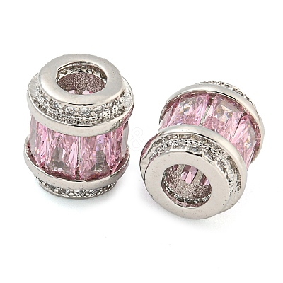 Rack Plating Brass Micro Pave Cubic Zirconia European Beads KK-F089-31P-02-1