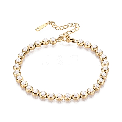 Stainless Steel & Plastic Pearl Tennis Bracelets for Women SA-CBACDF9-01G-1