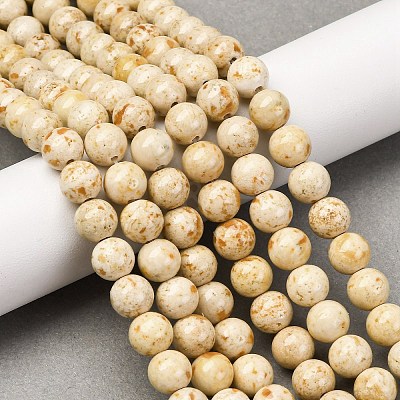 Natural Dyed Marble Beads Strands G-P593-8mm-06-1