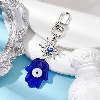 Evil Eye Lampwork Pendant Decorations HJEW-JM01997-03-1