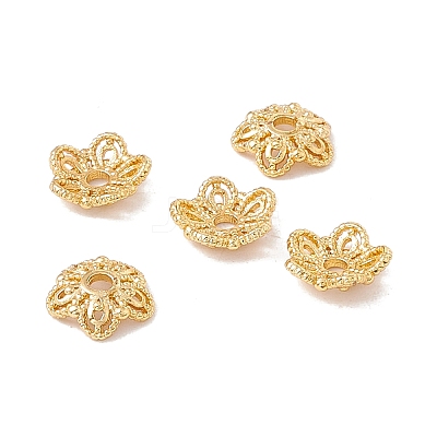 5-Petal Brass Bead Caps X-KK-A162-02G-1