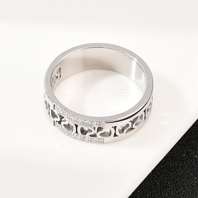 304 Stainless Steel Micro Pave Cubic Zirconia Finger Rings for Women RJEW-K315-02P-1