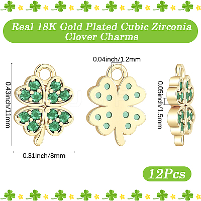 12Pcs Brass Micro Pave Cubic Zirconia Charms KK-BBC0027-44-1