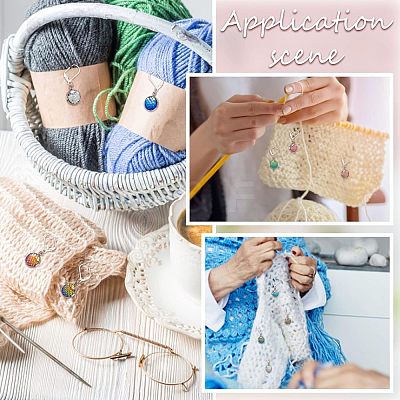 12Pcs 12 Colors Resin Figure of Fish Scale Charms Locking Stitch Markers HJEW-PH01506-1