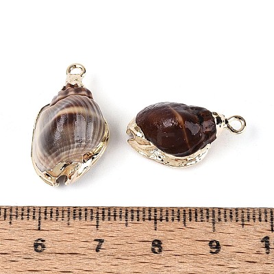 Electroplate Natural Sea Shell Pendants SSHEL-T017-44-1