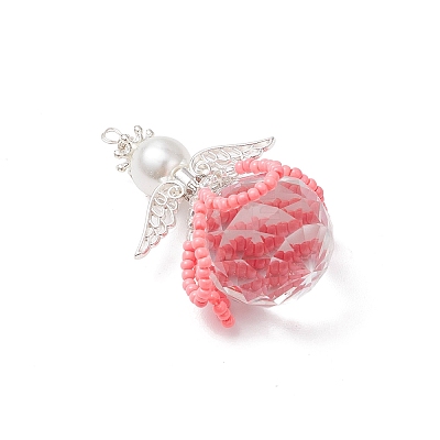 2Pcs 2 Styles Glass Seed Bead Pendants PALLOY-MZ00710-04-1